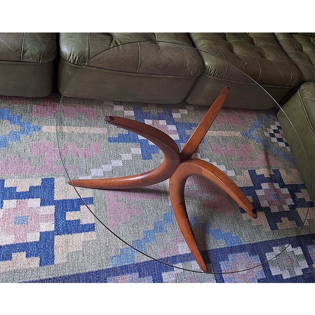 Mid-Century Danish Coffee Table in Teak with Circular Glass Top, 1960s For Sale - Image 5 of 11