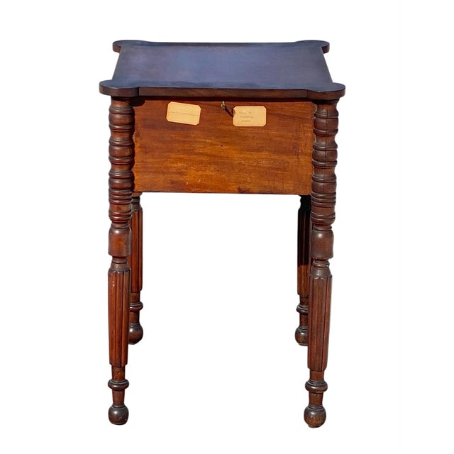 Wood Antique Massachusetts Mahogany 2 Drawer Worktable / Nightstand For Sale - Image 7 of 12