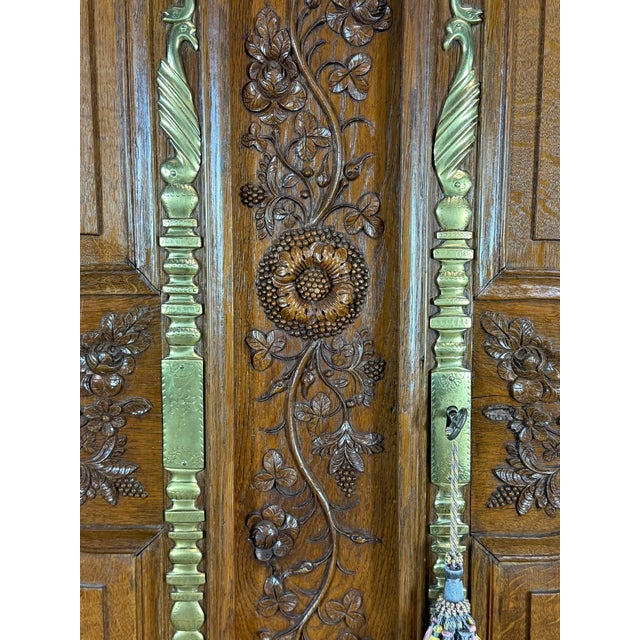French Country Antique 1840's Carved French Armoire For Sale - Image 3 of 11