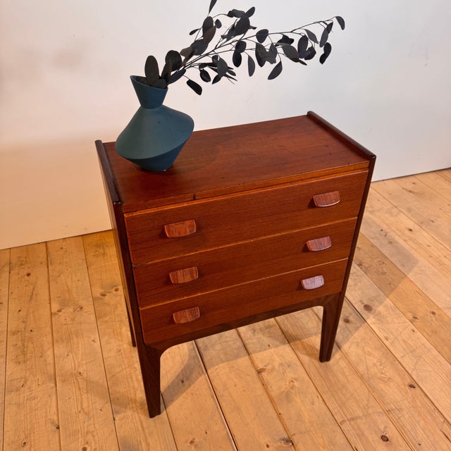 Vintage Danish Teak Nightstand with Three Drawers, 1960s For Sale - Image 6 of 9