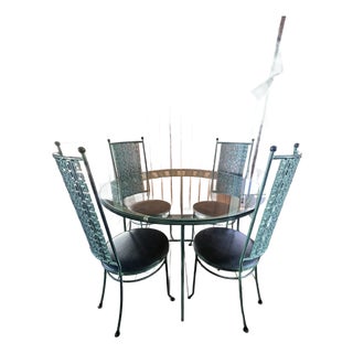 Vintage Greek Key Wrought Iron Dinette Set For Sale