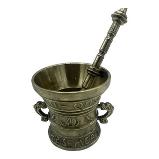 Brass Mortar and Pestle Set For Sale