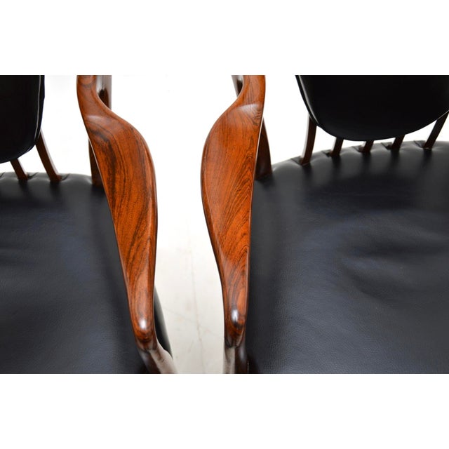 Black Vintage Carver Armchairs attributed to Andrew Milne, 1950s, Set of 2 For Sale - Image 8 of 11