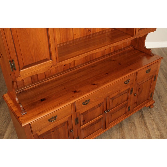 Brown Farmhouse Chippendale Style Vintage Pine Stepback Hutch For Sale - Image 8 of 12