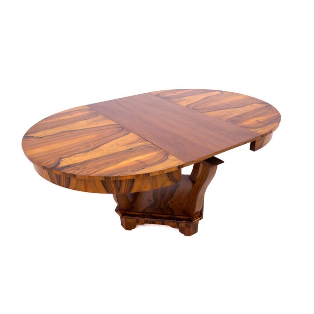 Wood Art Deco Table with Round Top, Poland, 1930s For Sale - Image 7 of 12
