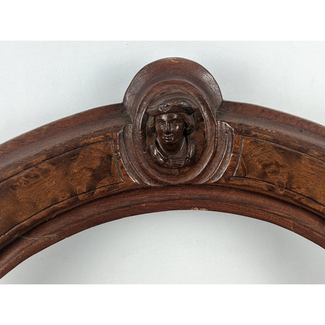 Antique Victorian Carved Wood Side Chair With Portrait Medallion & Figured Wood For Sale - Image 14 of 17