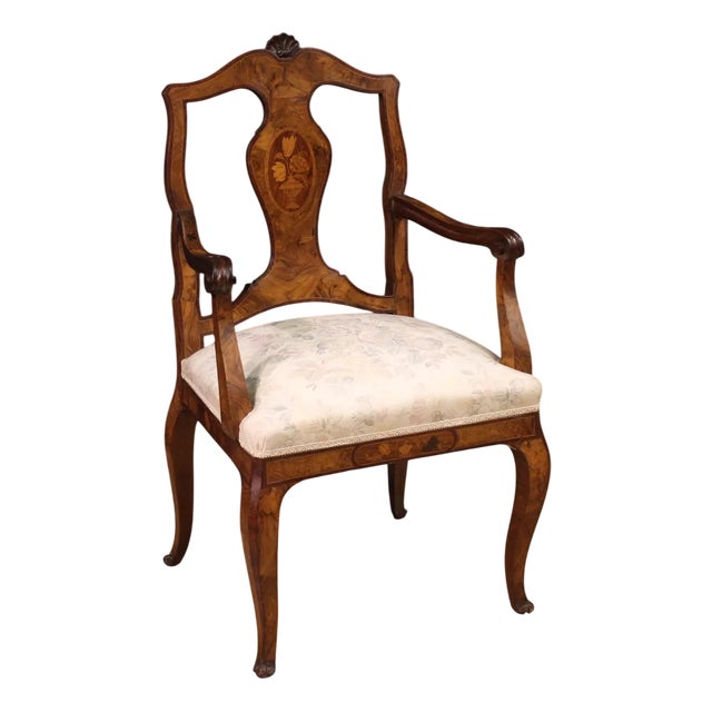 Italian Inlaid Armchair, 1950s For Sale