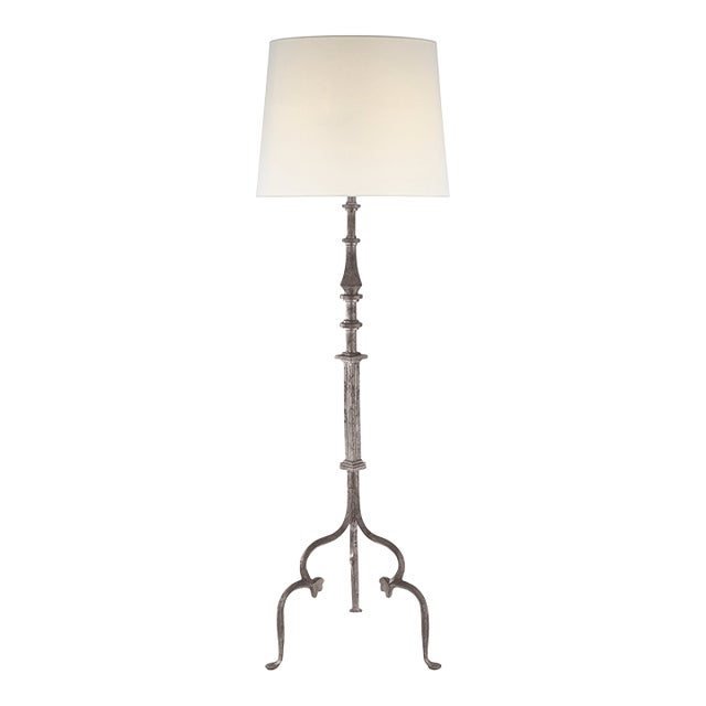 Suzanne Kasler by Visual Comfort Signature Madeleine Floor Lamp in Belgian White with Linen Shade For Sale