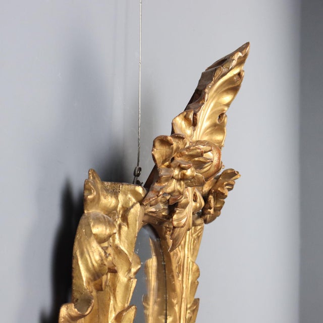Baroque Mirror in Carved and Gilded Wood For Sale - Image 5 of 11
