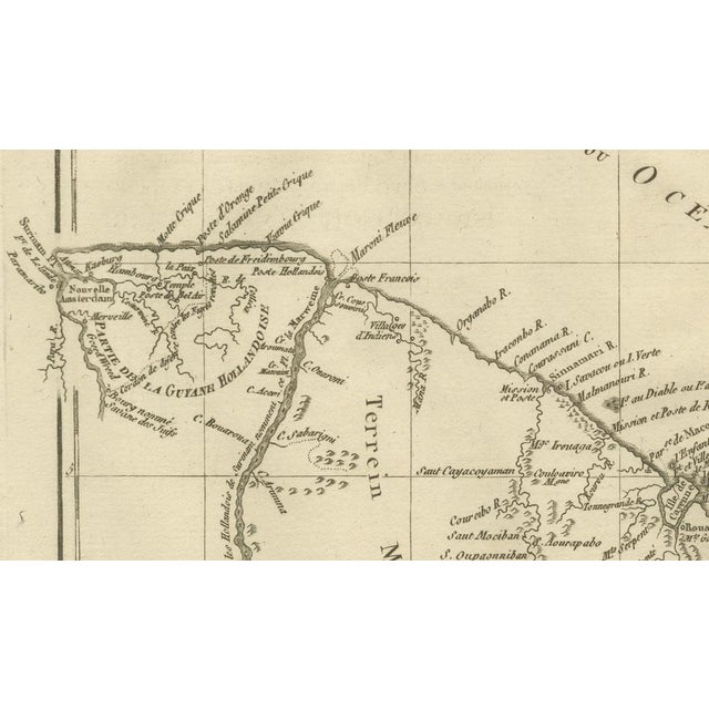 Paper French Guiana and Suriname Colonial Map of the Guianas by Rigobert Bonne, 1780 For Sale - Image 7 of 9