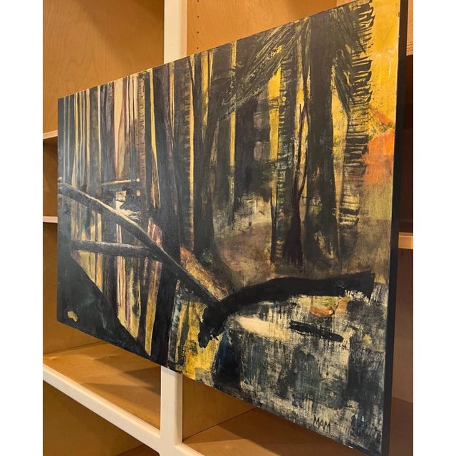 Title: "Where the Birds Sing" A dark forest is shrouded in mystery with shafts of gilded backlight. Original (New) -...