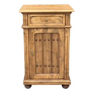 Pine Nightstand With One Door and One Drawer For Sale