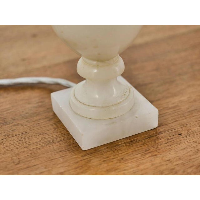 2000 - 2009 Antique Marble Table Lamp with Fabric Shade For Sale - Image 5 of 6