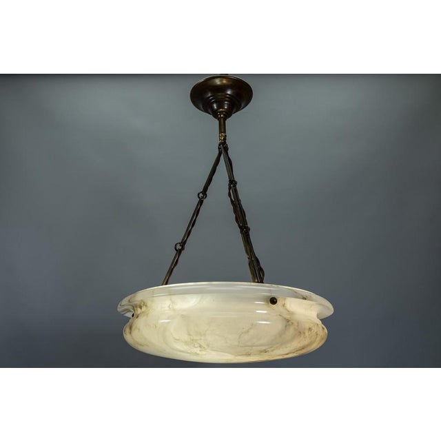 Art Deco Alabaster and Brass Pendant Light, Germany, 1920s For Sale - Image 17 of 18