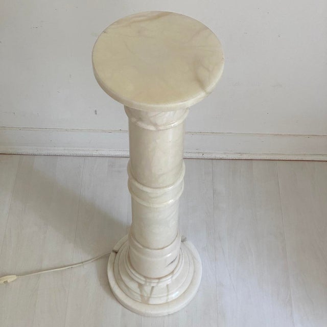 Illuminated Alabaster Column Stand, 1970s For Sale - Image 6 of 9