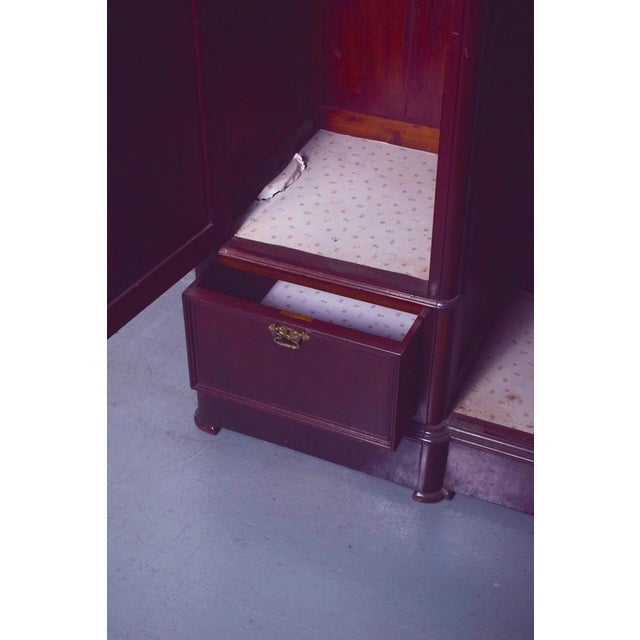 Brown Antique English Mahogany Wardrobe with Central Mirror For Sale - Image 8 of 9