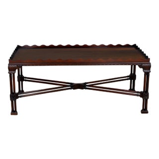 Late 20th Century Chinese Chippendale Style Coffee Table Mahogany Large Rectangular by Baker For Sale