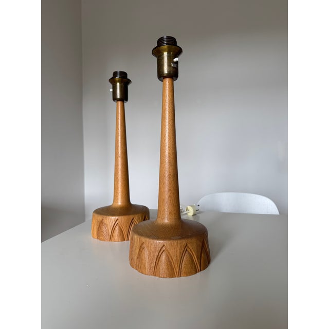 Mid-Century Modern Oak Table Lamps by Ab Stilarmatur Tranås, Sweden, 1960s, Set of 2 For Sale - Image 3 of 12