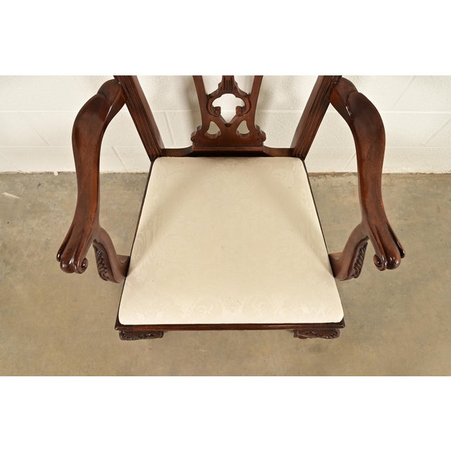 Wood Drexel Heritage Chippendale Carved Mahogany Armchairs, Pair For Sale - Image 7 of 13