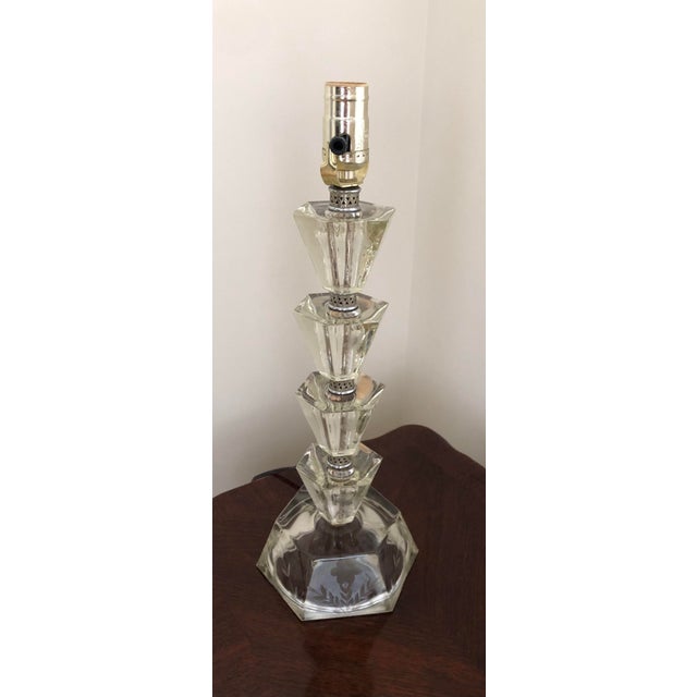 Art Deco Glass 5-Tiered Geometric Shapes Lamp, Vintage Mid 20th Century For Sale - Image 9 of 9
