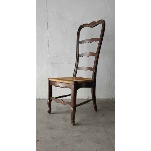Vintage Rustic European Style Rush Seat Dining Chairs - Set of 8 For Sale - Image 9 of 11
