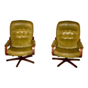 Pair of Göte Mobler Mid-Century Leather Chairs, C. 1960's