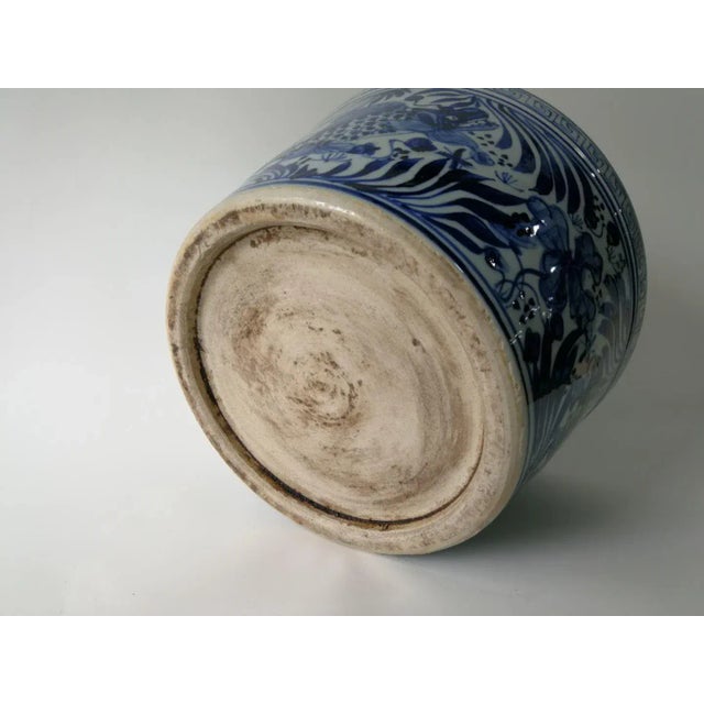 Blue Chinese Blue and White Fish Bowl Planter For Sale - Image 8 of 9