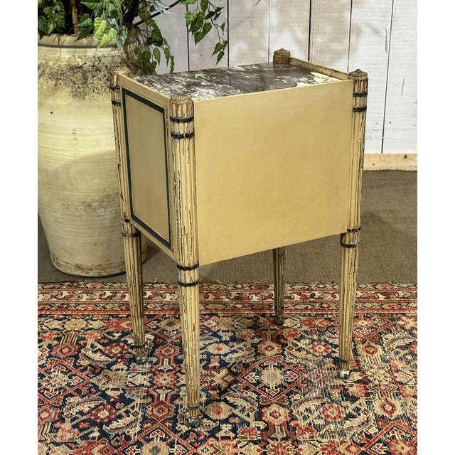 Louis XVI Bedside Table in Beechwood with a Marble Top, 19th Century For Sale - Image 12 of 18