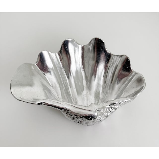 Metal 1976 Arthur Court Aluminum Clam Shell Bowl For Sale - Image 7 of 10
