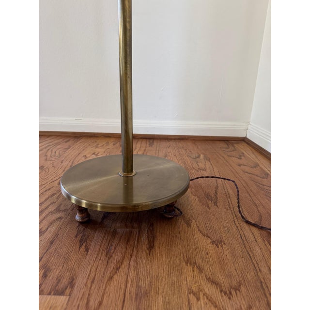 Scandinavian Modern Floor Lamp by Josef Frank Original Pleated Fabric Lampshade included. Very sturdy adjustable brass...