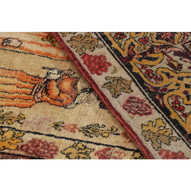 Antique Persian Malayer Rug in Beige With Pictorials and Florals - Rug & Kilim For Sale - Image 9 of 9