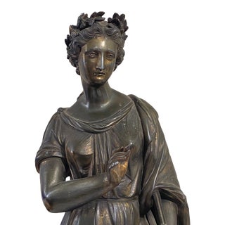 19th-C.French White Metal /Bronze Muse Melpomene Sculpture For Sale