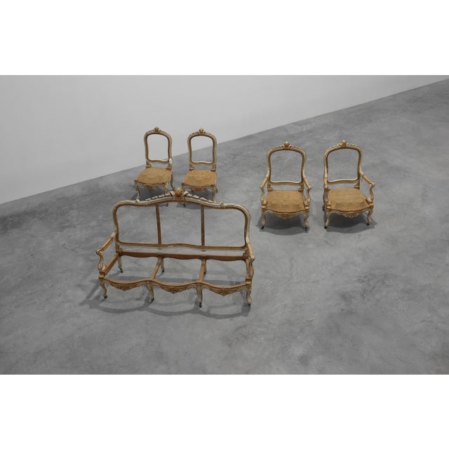 French Louis XV Suite in Carved Wood, Set of 5 For Sale - Image 18 of 18