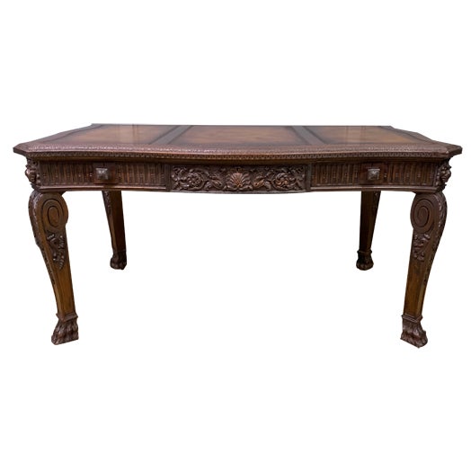 Carved Mahogany Writing Table in the style of Thomas Chippnedale, 1900 For Sale