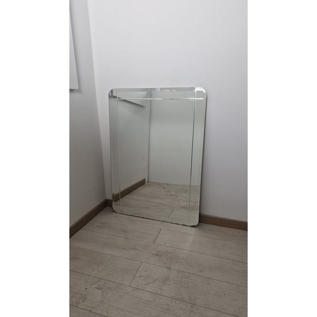 Mirror in Turin Finely Ground Grooves Wooden Structure from Cristal Art, 1970s For Sale - Image 10 of 12