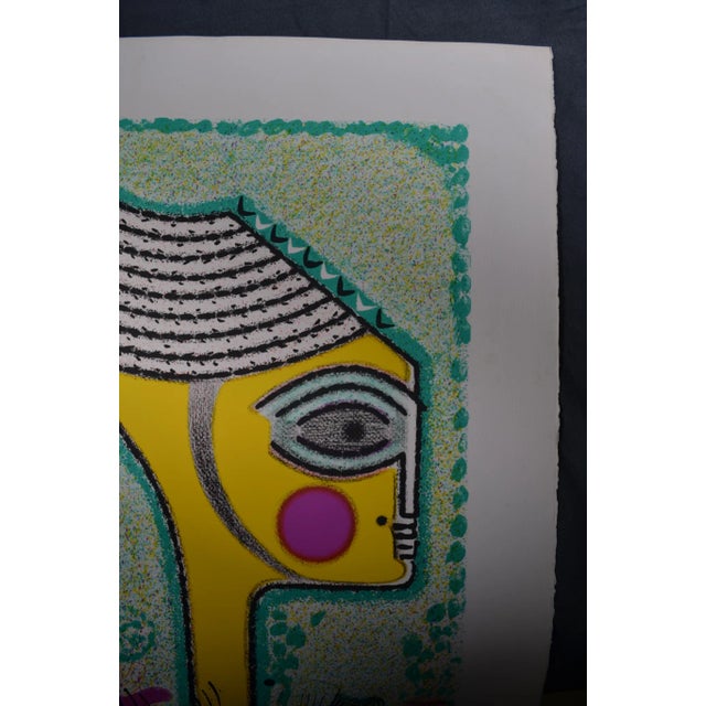 Printmaking Materials Anton Cetin (1936) "Yellow Figure" Lithograph Signed and Numbered 17/200 For Sale - Image 7 of 10