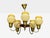 Mid-Century Modern 1950s Swedish Modern, Chandelier, Brass, Wood, Yellow Glass For Sale - Image 3 of 11