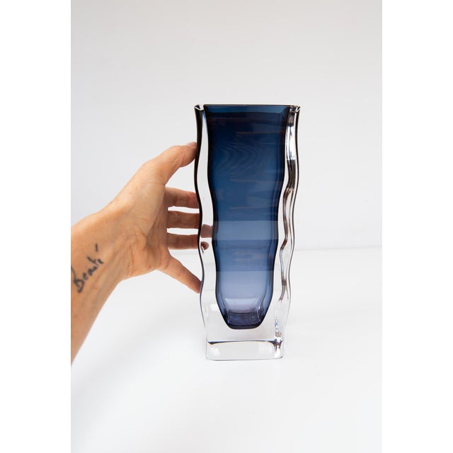 Swedish Glass Vases in Blue and Amber from Orrefors, Set of 4 For Sale - Image 3 of 17