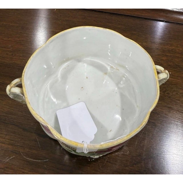 Antique Nippon Hand Painted Footed Ferner Bowl Raised Gold Design W/Pink Roses For Sale - Image 4 of 5