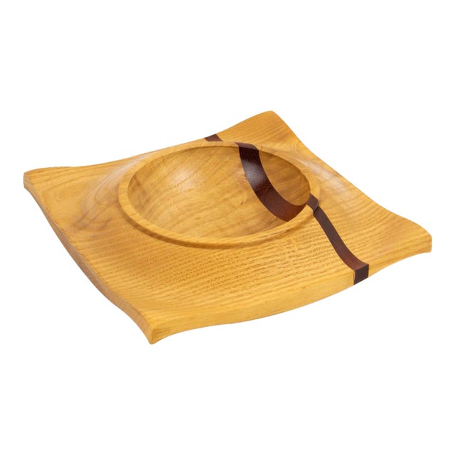 Space Age Danish Wood Bowl Centerpiece Catchall Desk Tidy, 1980s For Sale