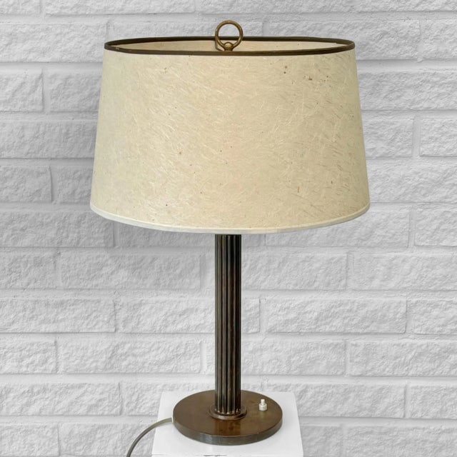 Large Scandinavian Art Deco Table Lamp in Brass and Steel, 1920s For Sale - Image 12 of 12