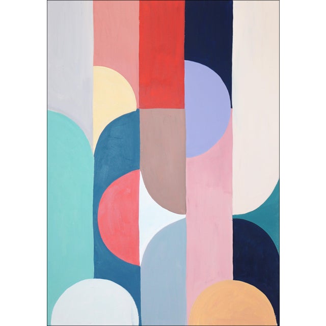 Art Deco 2026, Art Deco Painting Triptych of Subtle Sway, Acrylic Paint on Watercolor Paper, Vivid Tones by Natalia Roman For Sale - Image 3 of 11
