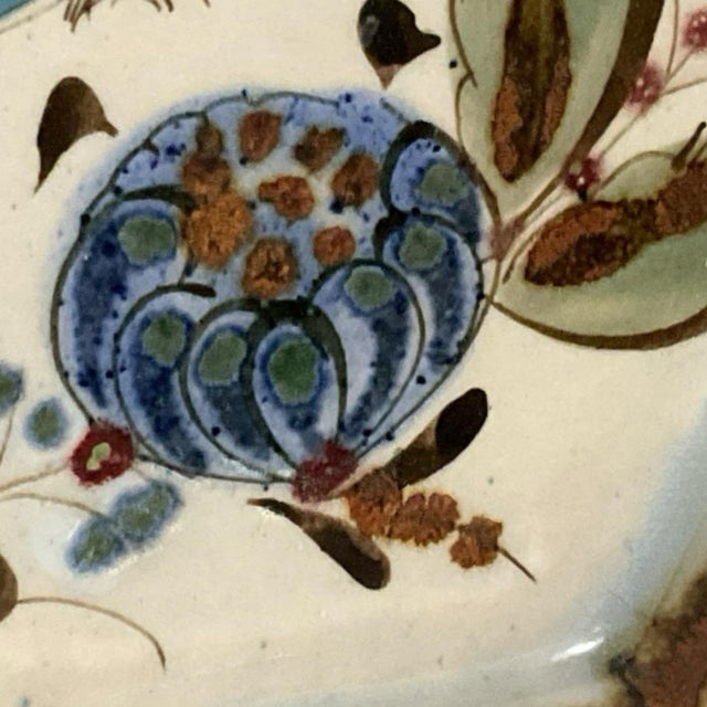 Ken Edwards Hexagonal Dish Hand-Painted Stoneware - Bluebird & "Flor De Tonalá" For Sale - Image 4 of 6