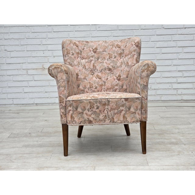 Danish Armchair in Jacquard Fabric, 1960s For Sale - Image 8 of 18