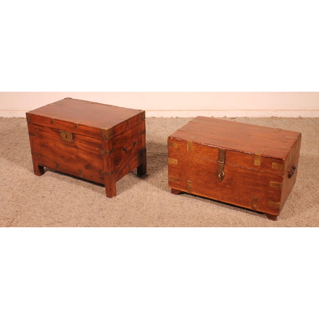 Tan Antique Marine Chests, 1800s, Set of 2 For Sale - Image 8 of 12
