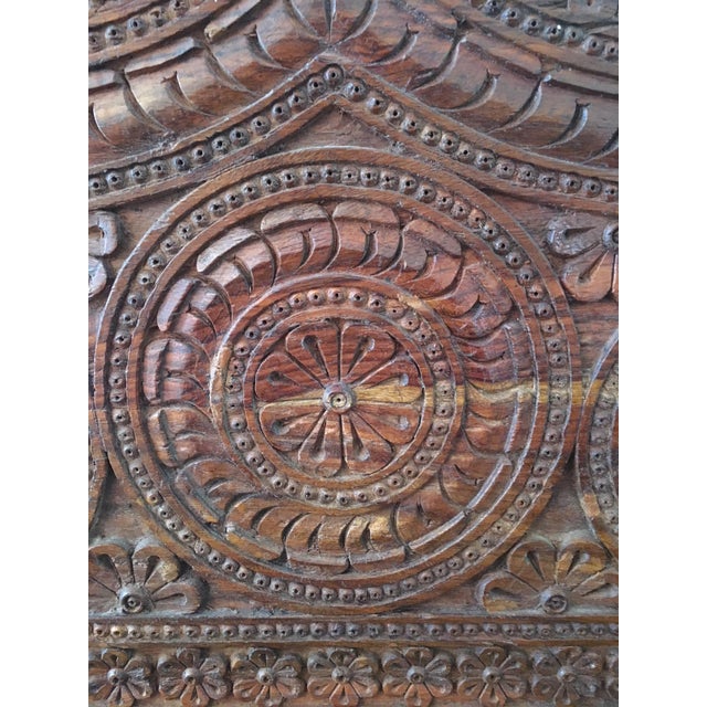 Boho Queen Carved Wood Headboard | Chairish