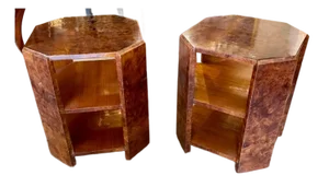 Pair of Italian Art Deco Design Burlwood Side Tables