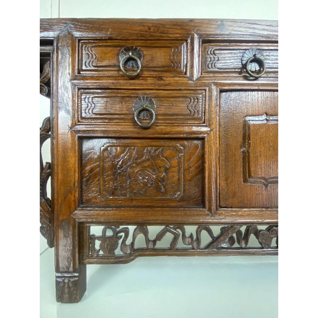 Antique Chinese Elmwood Altar Coffer with Foliage-Carved Spandrels For Sale - Image 13 of 18