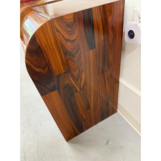 Pair of Rolltop Patchwork Rosewood Nightstands w/ Pull Out Shelf For Sale In Palm Springs - Image 6 of 12