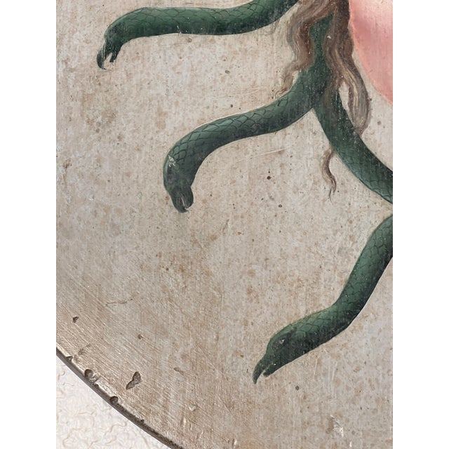 Allegorical Hand-Painted Oil on Wood Baroque Wall Hanging Plaque of Winged Medusa For Sale - Image 15 of 15
